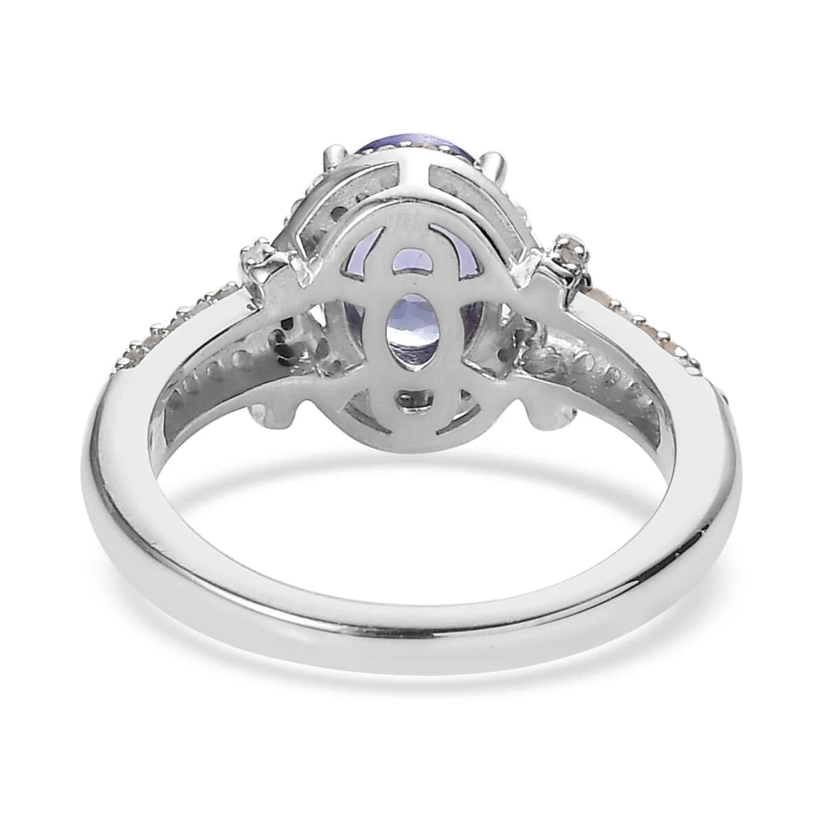 Tanzanite, Diamond Ring In Platinum Over Sterling Silver, Engagement Ring, Promise Rings For Women, Oval Engagement Ring 1.65 Ctw 7 Tanzanite, Diamond Ring In Platinum Over Sterling Silver, Engagement Ring, Promise Rings For Women, Oval Engagement Ring 1.65 Ctw - Image 5