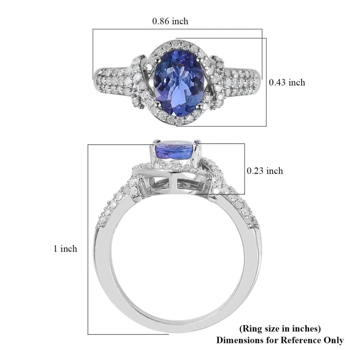 Tanzanite, Diamond Ring In Platinum Over Sterling Silver, Engagement Ring, Promise Rings For Women, Oval Engagement Ring 1.65 Ctw 9 Tanzanite, Diamond Ring In Platinum Over Sterling Silver, Engagement Ring, Promise Rings For Women, Oval Engagement Ring 1.65 Ctw - Image 7
