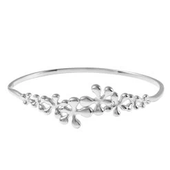 LucyQ Splash Collection Rhodium Over Sterling Silver Bangle Bracelet (7 In) -Jewelry store 3608321 3 1