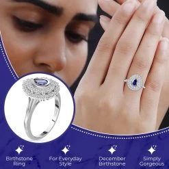 2.30 Ctw AAA Tanzanite And Zircon Ring In Platinum Over Sterling Silver -Jewelry store 3612756 2