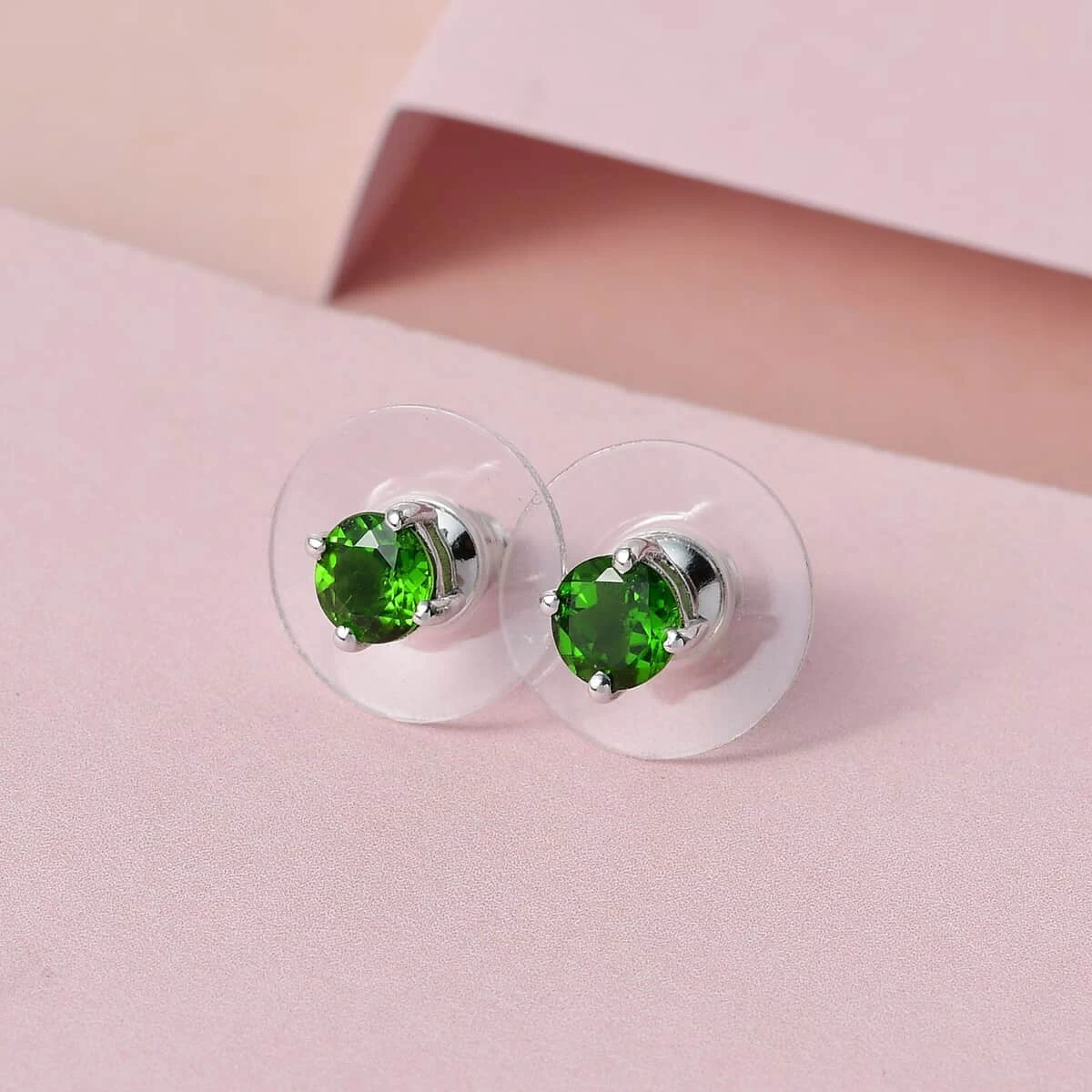 Natural Chrome Diopside Solitaire Stud Earrings In Platinum Over Sterling Silver 1.15 Ctw 4 Natural Chrome Diopside Solitaire Stud Earrings In Platinum Over Sterling Silver 1.15 Ctw - Image 2
