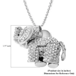White And Black Austrian Crystal Elephant Pendant Necklace 24 Inches In Silvertone -Jewelry store 3637592 5