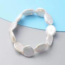 Coin Freshwater White Pearl Stretch Bracelet -Jewelry store 3640993 1