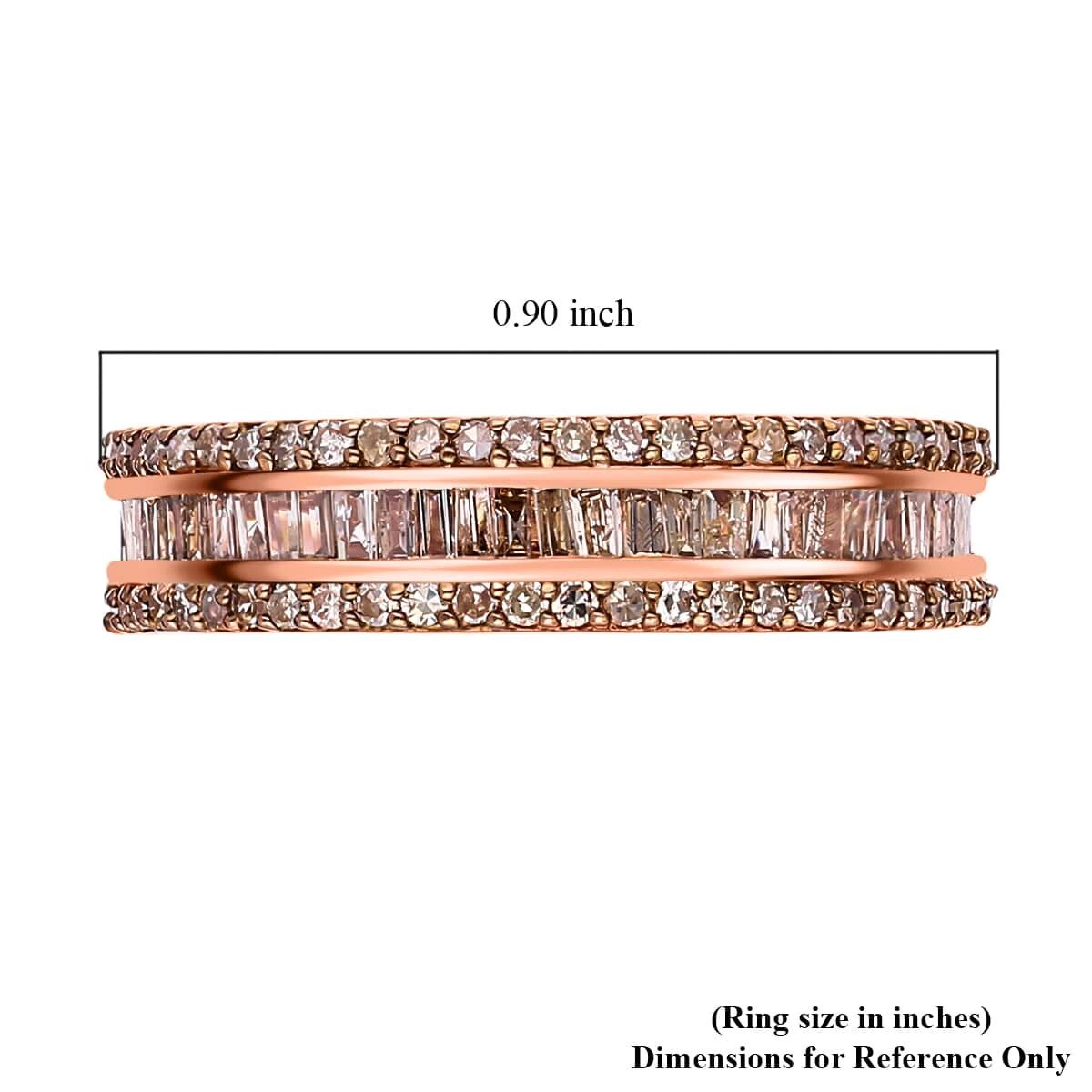 Natural Champagne Diamond Band Ring In Vermeil Rose Gold Over Sterling Silver 1.00 Ctw 10 Natural Champagne Diamond Band Ring In Vermeil Rose Gold Over Sterling Silver 1.00 Ctw - Image 8