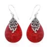 Sponge Coral Pear Shape Earrings In Sterling Silver -Jewelry store 3659836