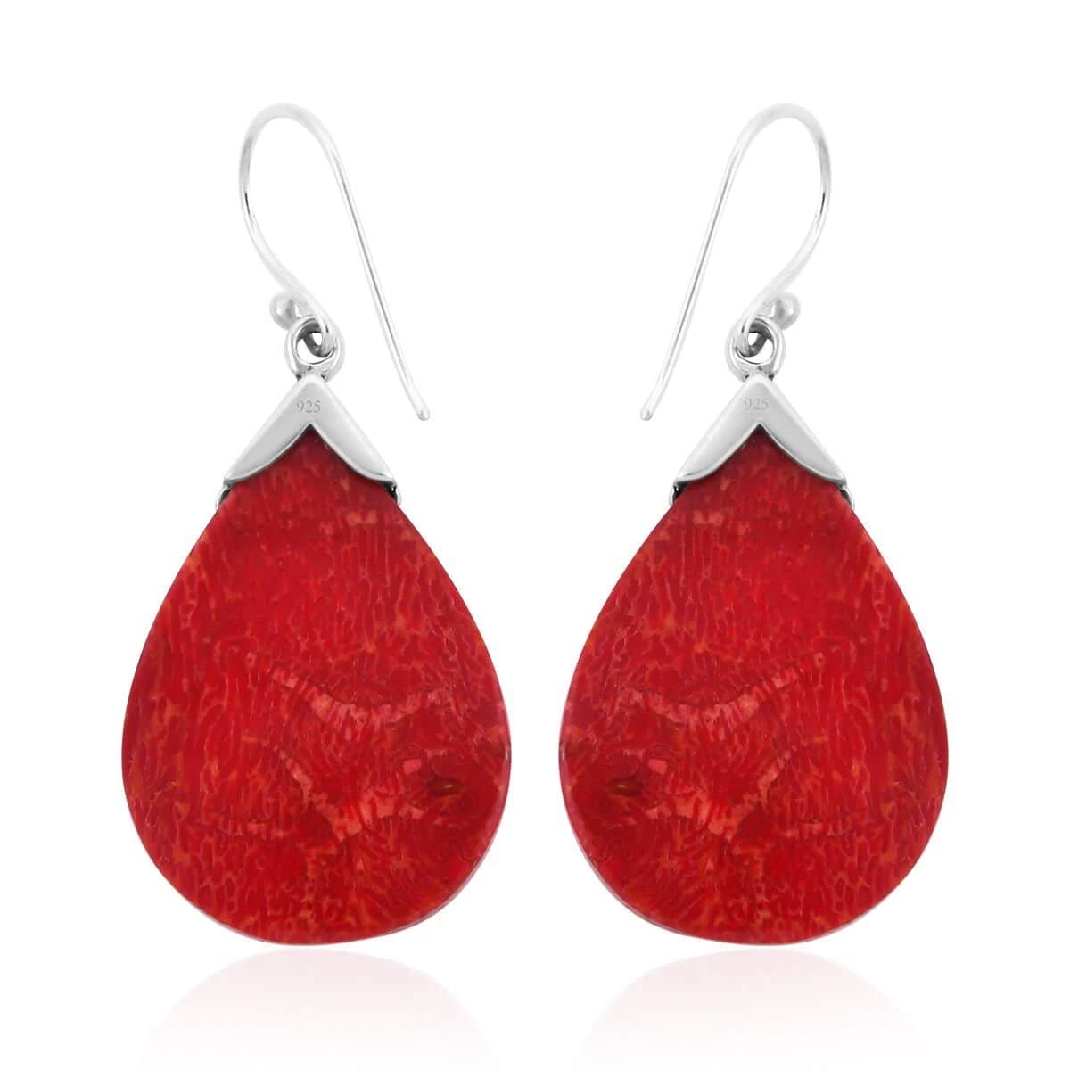 Sponge Coral Pear Shape Earrings In Sterling Silver 6 Sponge Coral Pear Shape Earrings In Sterling Silver - Image 4