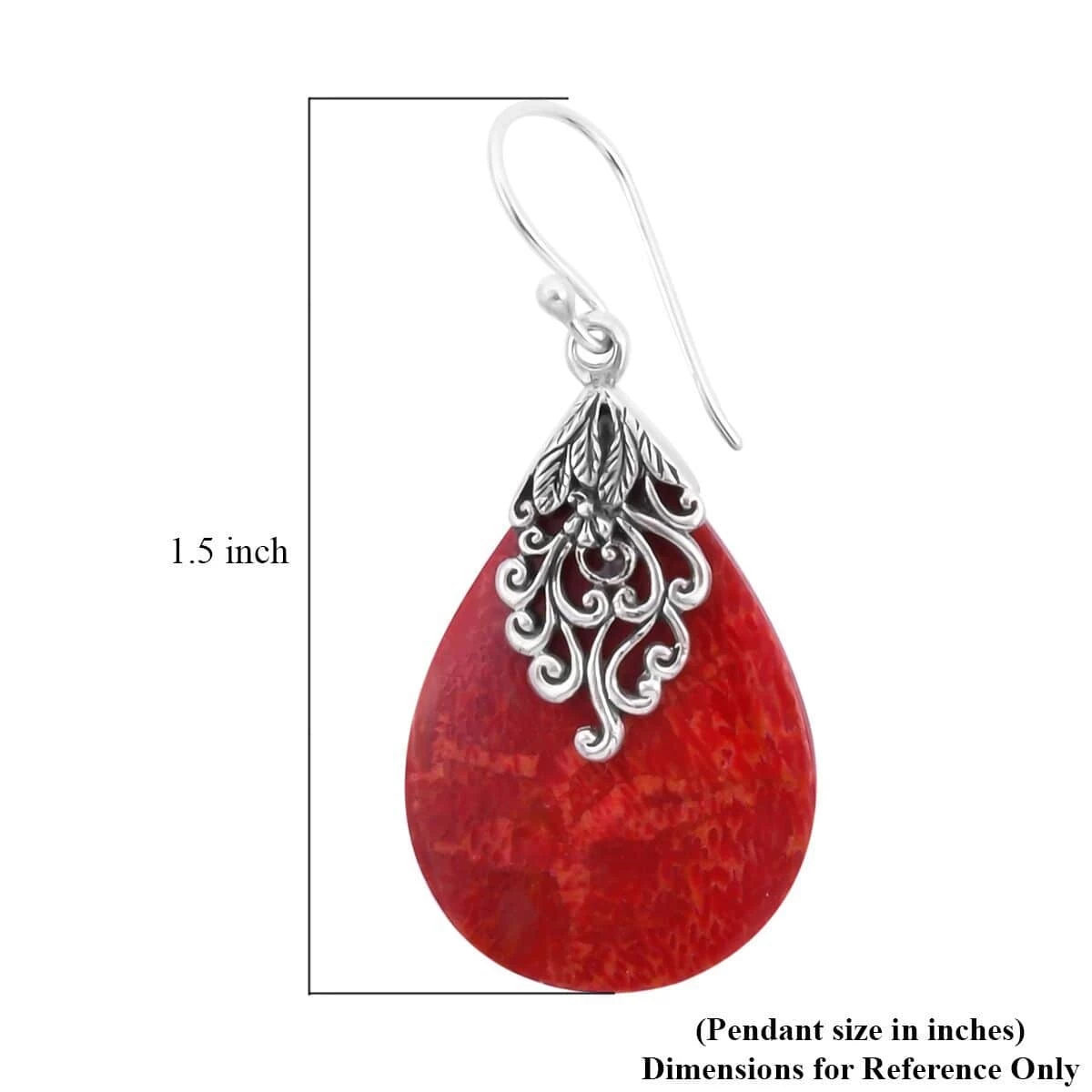 Sponge Coral Pear Shape Earrings In Sterling Silver 7 Sponge Coral Pear Shape Earrings In Sterling Silver - Image 5