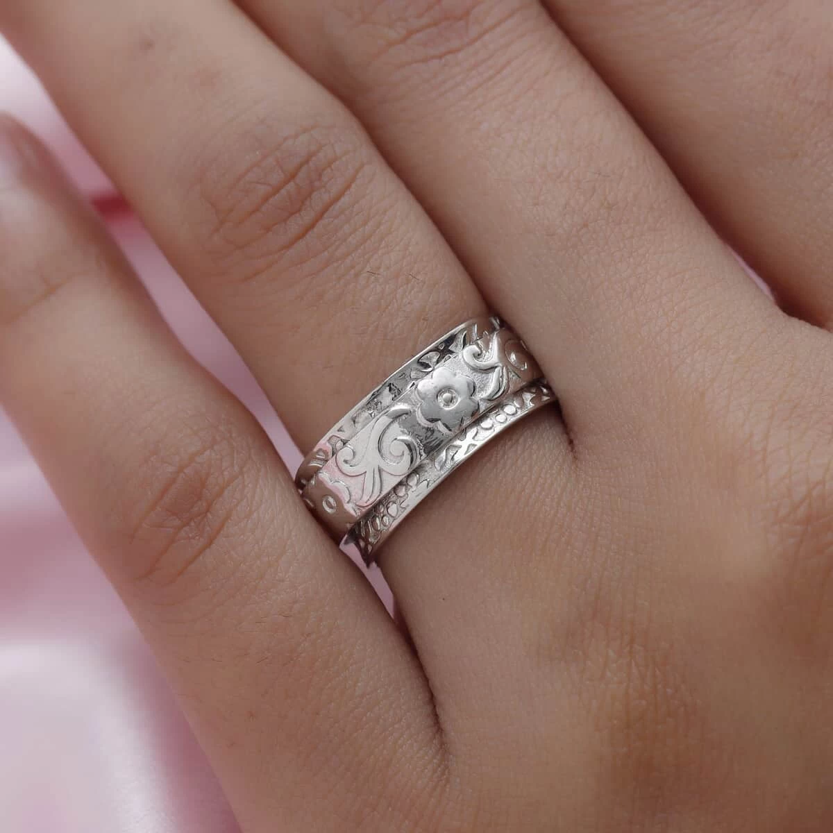 Artisan Crafted Sterling Silver Spinner Ring, Anxiety Ring For Women, Fidget Rings For Anxiety For Women, Stress Relieving Anxiety Ring (4.25 G) 4 Artisan Crafted Sterling Silver Spinner Ring, Anxiety Ring For Women, Fidget Rings For Anxiety For Women, Stress Relieving Anxiety Ring (4.25 G) - Image 2