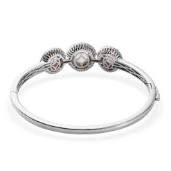 Ethiopian Welo Opal And Natural Champagne Diamond Bangle Bracelet In Platinum Over Sterling Silver (7.25 In) 6.35 Ctw -Jewelry store 3672582 4