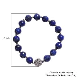 Lapis Lazuli And Simulated Diamond Beaded Stretch Bracelet In Silvertone 110.36 Ctw -Jewelry store 3675399 2