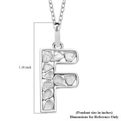 Artisan Crafted Polki Diamond Pendant Necklace, Initial F Pendant Necklace, 20 Inch Necklace In Platinum Over Sterling Silver, Polki Diamond Jewelry 0.50 Ctw 14 Artisan Crafted Polki Diamond Pendant Necklace, Initial F Pendant Necklace, 20 Inch Necklace In Platinum Over Sterling Silver, Polki Diamond Jewelry 0.50 Ctw -Jewelry store 3685144 5