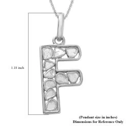 Artisan Crafted Polki Diamond Pendant Necklace, Initial F Pendant Necklace, 20 Inch Necklace In Platinum Over Sterling Silver, Polki Diamond Jewelry 0.50 Ctw 15 Artisan Crafted Polki Diamond Pendant Necklace, Initial F Pendant Necklace, 20 Inch Necklace In Platinum Over Sterling Silver, Polki Diamond Jewelry 0.50 Ctw -Jewelry store 3685144 6