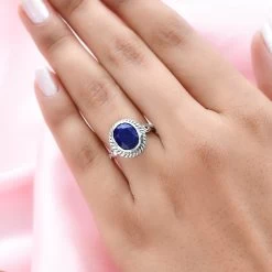 Artisan Crafted Lapis Lazuli Solitaire Ring In Sterling Silver 3.00 Ctw -Jewelry store 3695804 1