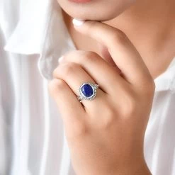 Artisan Crafted Lapis Lazuli Solitaire Ring In Sterling Silver 3.00 Ctw -Jewelry store 3695804 2