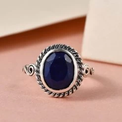 Artisan Crafted Lapis Lazuli Solitaire Ring In Sterling Silver 3.00 Ctw -Jewelry store 3695804 3