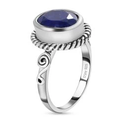 Artisan Crafted Lapis Lazuli Solitaire Ring In Sterling Silver 3.00 Ctw -Jewelry store 3695804 5
