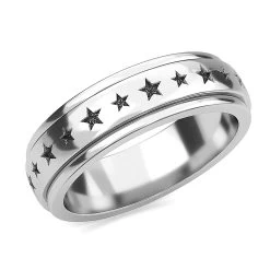 Sterling Silver Stars Spinner Ring, Anxiety Ring For Women, Fidget Rings For Anxiety For Women, Stress Relieving Anxiety Ring, Promise Rings (4.60 G)
