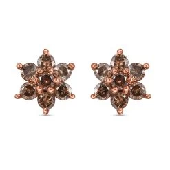 Natural Diamond Earrings In Sterling Silver, Flower Studs, Diamond Floral Earrings, Birthdya Gifts For Her 1.00 Ctw