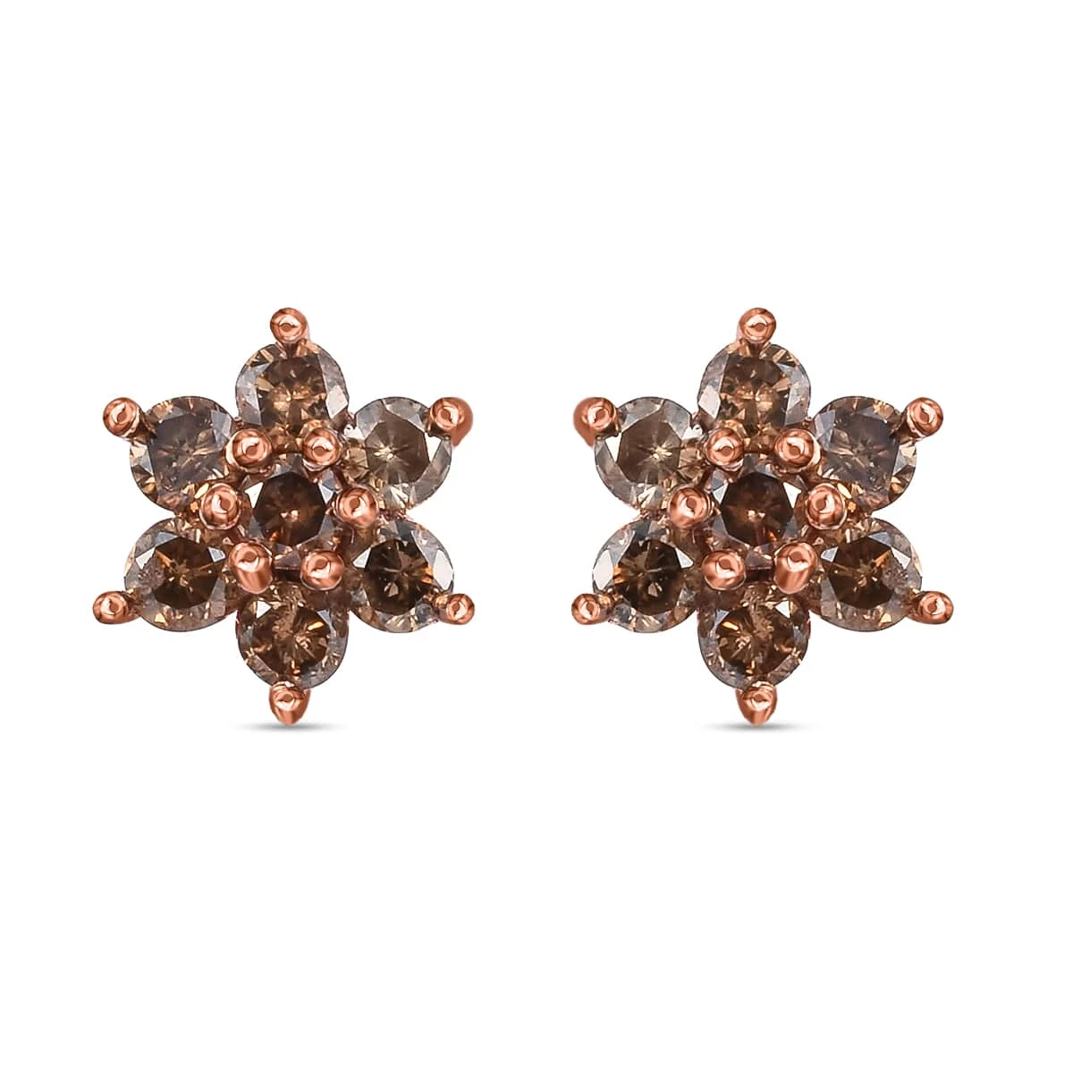 Natural Diamond Earrings In Sterling Silver, Flower Studs, Diamond Floral Earrings, Birthdya Gifts For Her 1.00 Ctw 3 Natural Diamond Earrings In Sterling Silver, Flower Studs, Diamond Floral Earrings, Birthdya Gifts For Her 1.00 Ctw