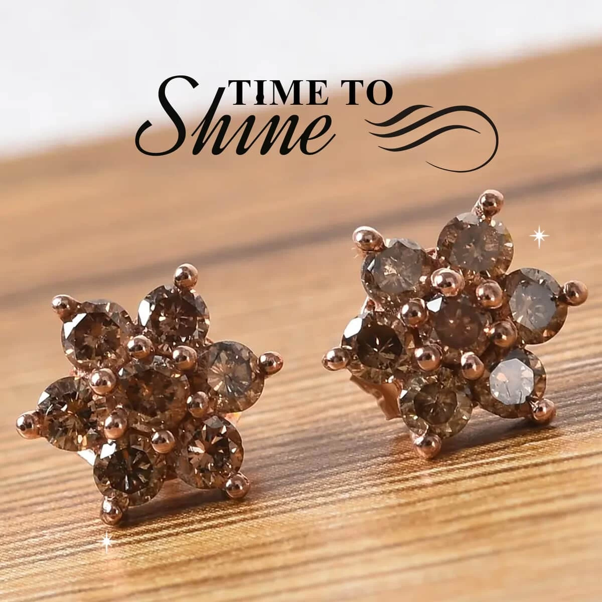 Natural Diamond Earrings In Sterling Silver, Flower Studs, Diamond Floral Earrings, Birthdya Gifts For Her 1.00 Ctw 4 Natural Diamond Earrings In Sterling Silver, Flower Studs, Diamond Floral Earrings, Birthdya Gifts For Her 1.00 Ctw - Image 2