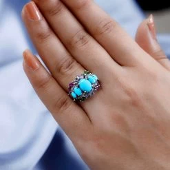 Sleeping Beauty Turquoise And Multi Gemstone Ring In Platinum Over Sterling Silver 4.60 Ctw 11 Sleeping Beauty Turquoise And Multi Gemstone Ring In Platinum Over Sterling Silver 4.60 Ctw -Jewelry store 3790835 2