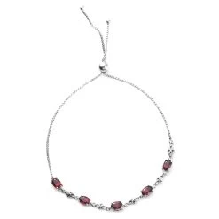 Mozambique Garnet Bolo Bracelet In Platinum Over Sterling Silver 3.00 Ctw