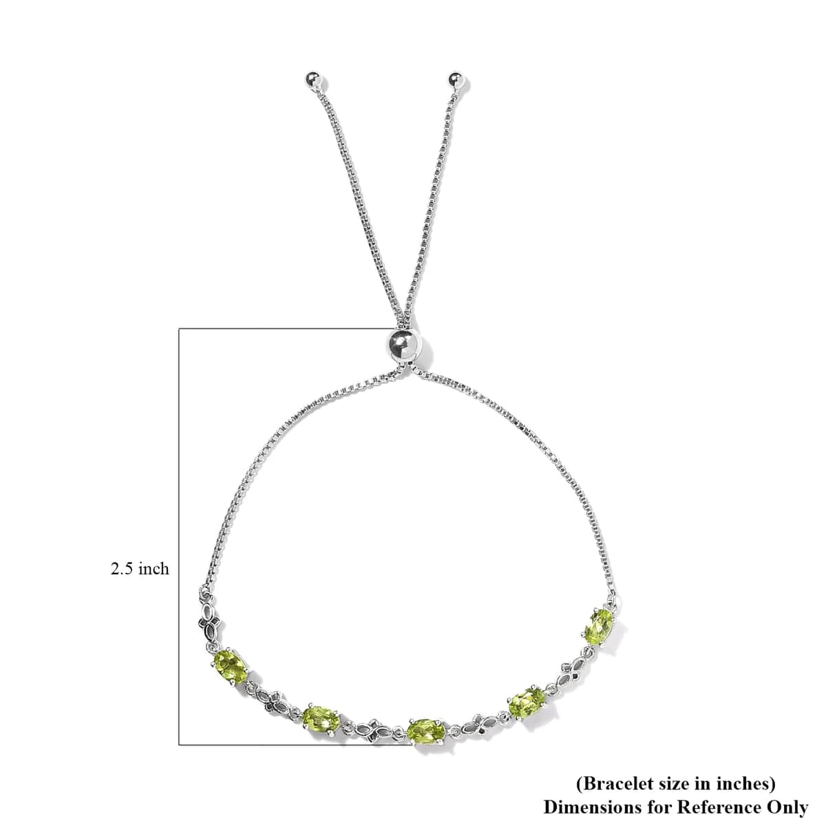 Peridot Bolo Bracelet In Platinum Over Sterling Silver 2.50 Ctw 7 Peridot Bolo Bracelet In Platinum Over Sterling Silver 2.50 Ctw - Image 5