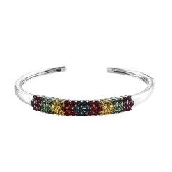 Karis Multi Color Crystal Cuff Bracelet In Platinum Bond (8 In)