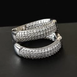Lustro Stella Made With Finest CZ Inside Out Hoop Earrings In Platinum Over Sterling Silver 3.75 Ctw -Jewelry store 3809635 1
