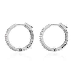 Lustro Stella Made With Finest CZ Inside Out Hoop Earrings In Platinum Over Sterling Silver 3.75 Ctw -Jewelry store 3809635 3