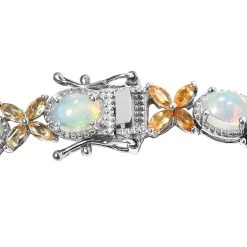 Premium Ethiopian Welo Opal Bracelet, Multi Gemstone Bracelet, Platinum Over Sterling Silver Bracelet, Floral Bracelet, Colorful Jewelry (7.25 In) 11.85 Ctw -Jewelry store 3810319 3