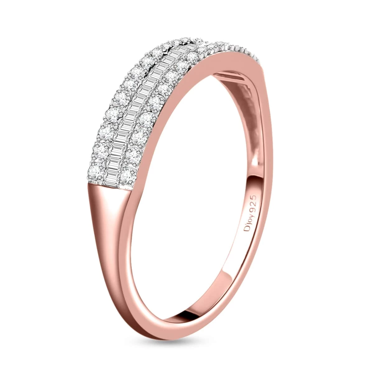 Diamond Band Ring In Vermeil RG Over Sterling Silver,Wedding Rings,Eternity Band,Promise Rings For Women 0.25 Ctw 6 Diamond Band Ring In Vermeil RG Over Sterling Silver,Wedding Rings,Eternity Band,Promise Rings For Women 0.25 Ctw - Image 4