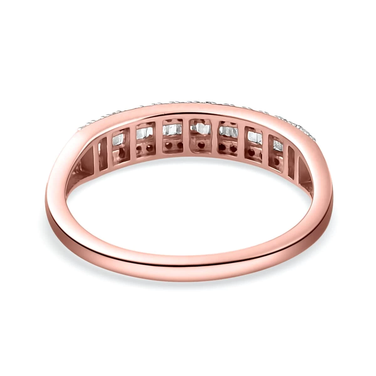 Diamond Band Ring In Vermeil RG Over Sterling Silver,Wedding Rings,Eternity Band,Promise Rings For Women 0.25 Ctw 7 Diamond Band Ring In Vermeil RG Over Sterling Silver,Wedding Rings,Eternity Band,Promise Rings For Women 0.25 Ctw - Image 5