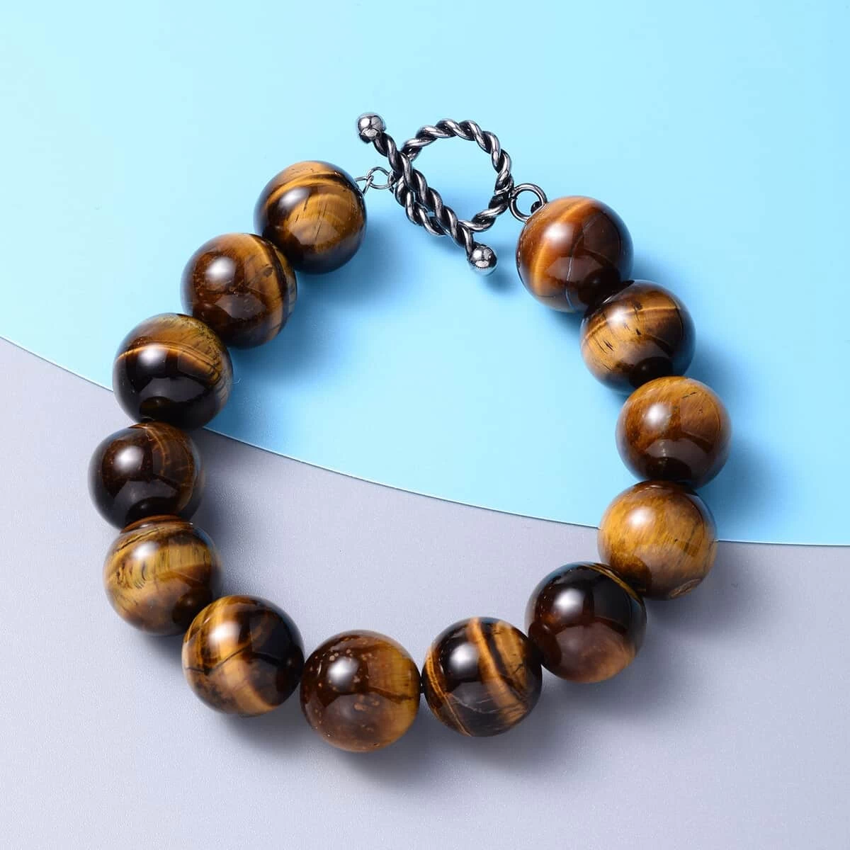 Yellow Tiger's Eye Beaded Bracelet In Stainless Steel (7.50 In) 280.00 Ctw 4 Yellow Tiger's Eye Beaded Bracelet In Stainless Steel (7.50 In) 280.00 Ctw - Image 2