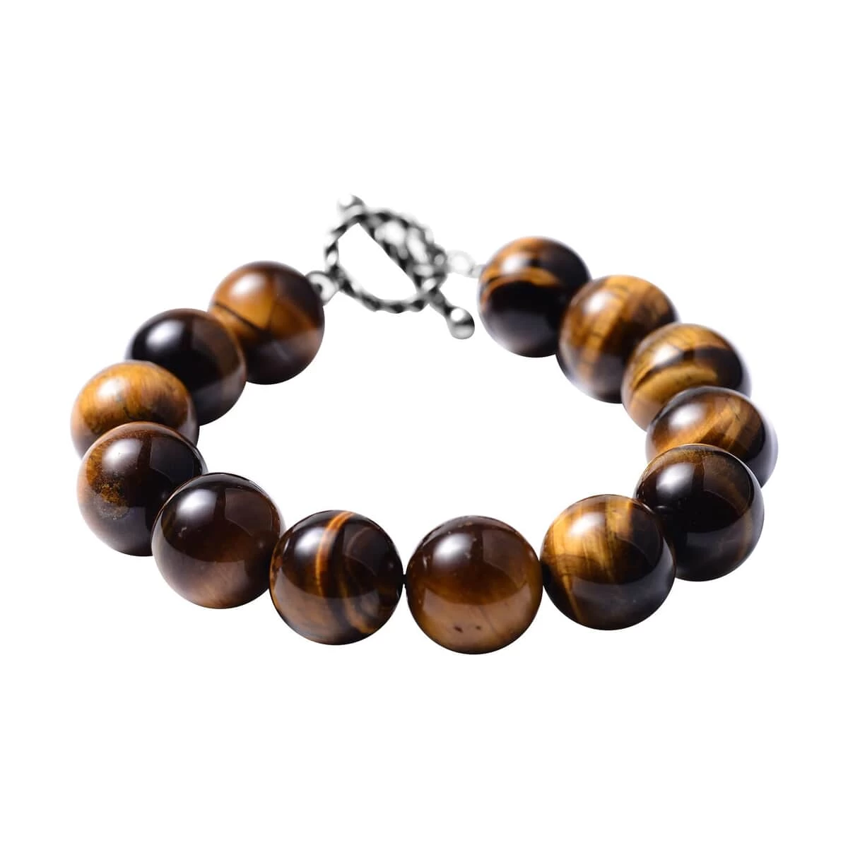Yellow Tiger's Eye Beaded Bracelet In Stainless Steel (7.50 In) 280.00 Ctw 5 Yellow Tiger's Eye Beaded Bracelet In Stainless Steel (7.50 In) 280.00 Ctw - Image 3