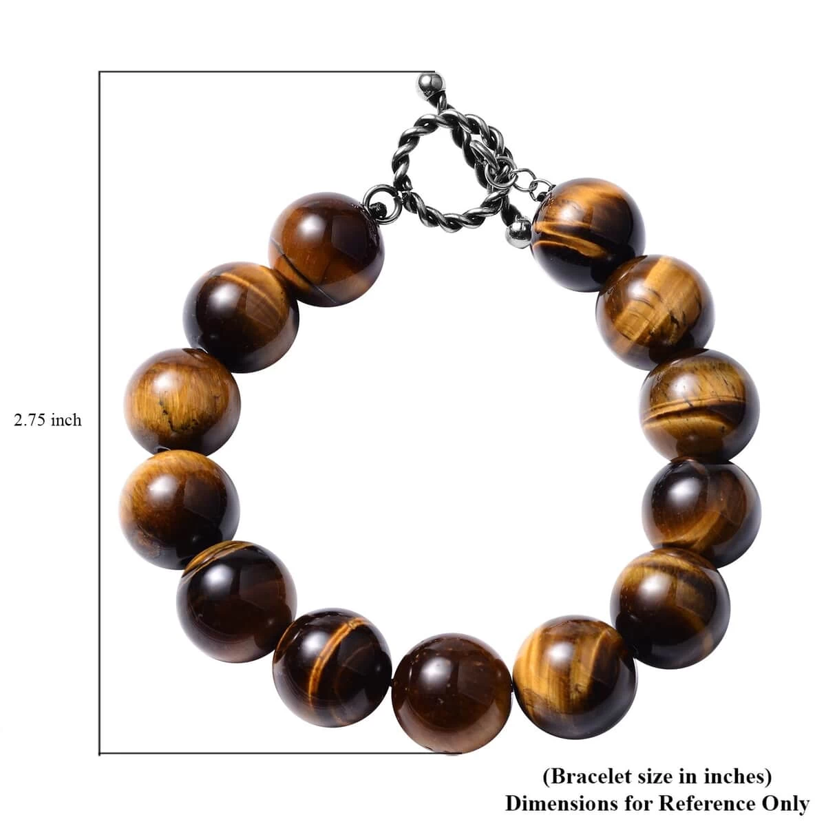 Yellow Tiger's Eye Beaded Bracelet In Stainless Steel (7.50 In) 280.00 Ctw 6 Yellow Tiger's Eye Beaded Bracelet In Stainless Steel (7.50 In) 280.00 Ctw - Image 4