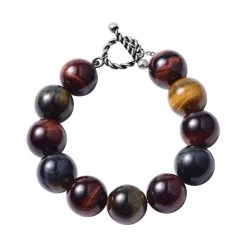 Multi Tiger's Eye Beaded Bracelet In Stainless Steel (7.50 In) 243.50 Ctw