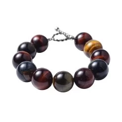 Multi Tiger's Eye Beaded Bracelet In Stainless Steel (7.50 In) 243.50 Ctw -Jewelry store 3827869 2