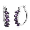 Amethyst Inside Out Hoop Earrings In Stainless Steel 2.50 Ctw -Jewelry store 3835539