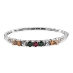 Lustro Stella Made With Finest Multi Color CZ Bangle Bracelet In Platinum Over Sterling Silver (7.25 In) 13.75 Ctw