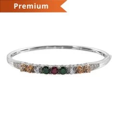 Lustro Stella Made With Finest Multi Color CZ Bangle Bracelet In Platinum Over Sterling Silver (8.00 In) 13.75 Ctw