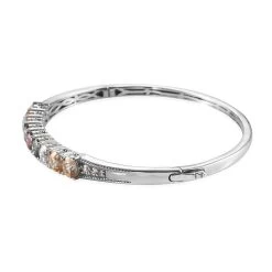 Lustro Stella Made With Finest Multi Color CZ Bangle Bracelet In Platinum Over Sterling Silver (8.00 In) 13.75 Ctw -Jewelry store 3838191 3