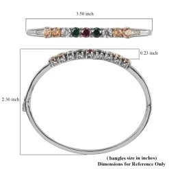 Lustro Stella Made With Finest Multi Color CZ Bangle Bracelet In Platinum Over Sterling Silver (8.00 In) 13.75 Ctw -Jewelry store 3838191 5