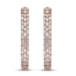 Natural Pink Diamond I3 Hoop Earrings In Vermeil Rose Gold Over Sterling Silver 0.50 Ctw