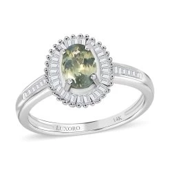 Luxoro 14K White Gold AAA Narsipatnam Alexandrite, Diamond (0.33 Cts) Halo Ring 1.25 Ctw