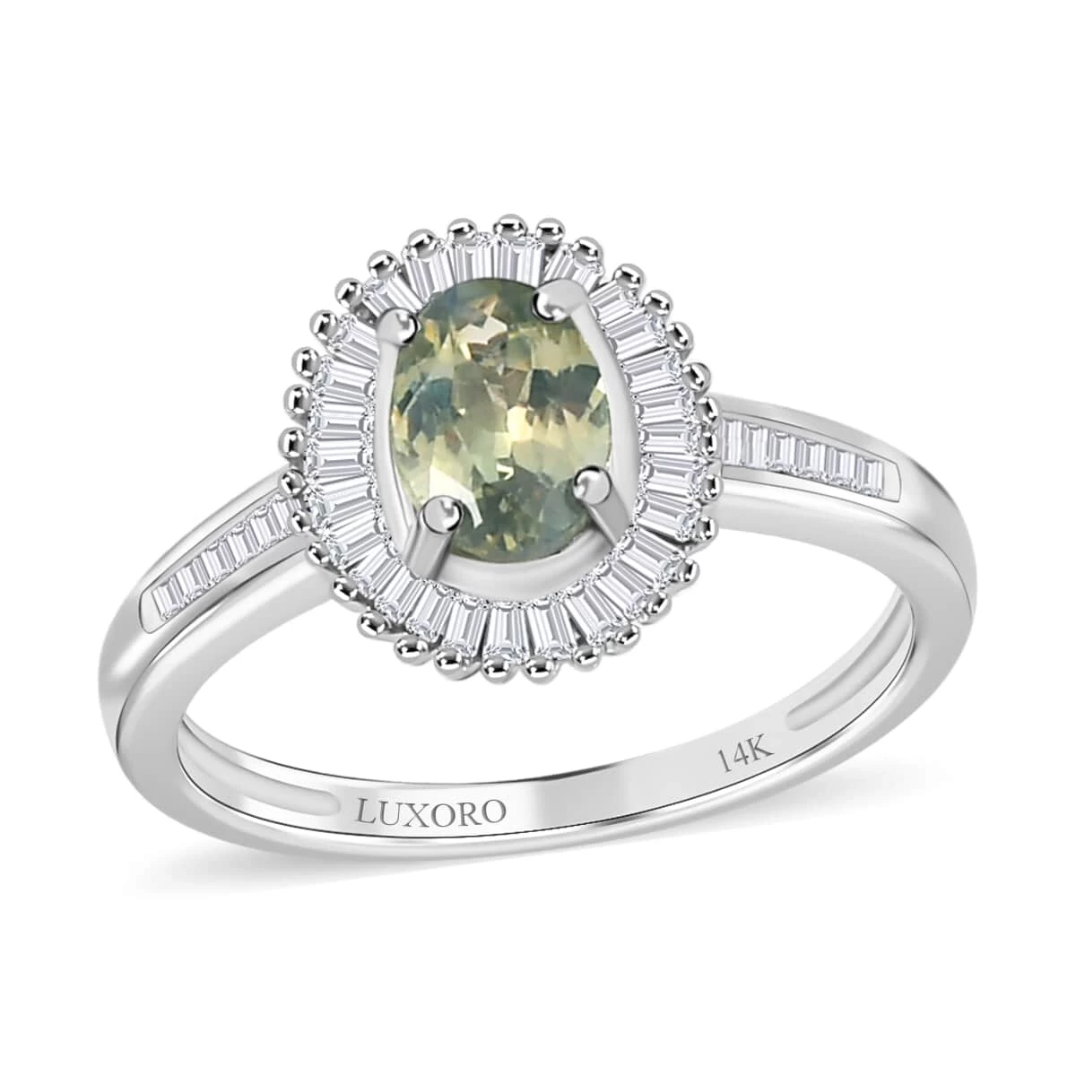 Luxoro 14K White Gold AAA Narsipatnam Alexandrite, Diamond (0.33 Cts) Halo Ring 1.25 Ctw 3 Luxoro 14K White Gold AAA Narsipatnam Alexandrite, Diamond (0.33 Cts) Halo Ring 1.25 Ctw