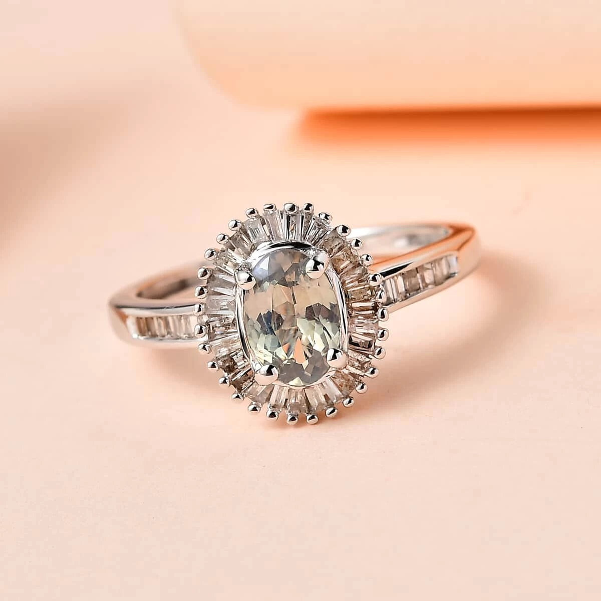 Luxoro 14K White Gold AAA Narsipatnam Alexandrite, Diamond (0.33 Cts) Halo Ring 1.25 Ctw 4 Luxoro 14K White Gold AAA Narsipatnam Alexandrite, Diamond (0.33 Cts) Halo Ring 1.25 Ctw - Image 2