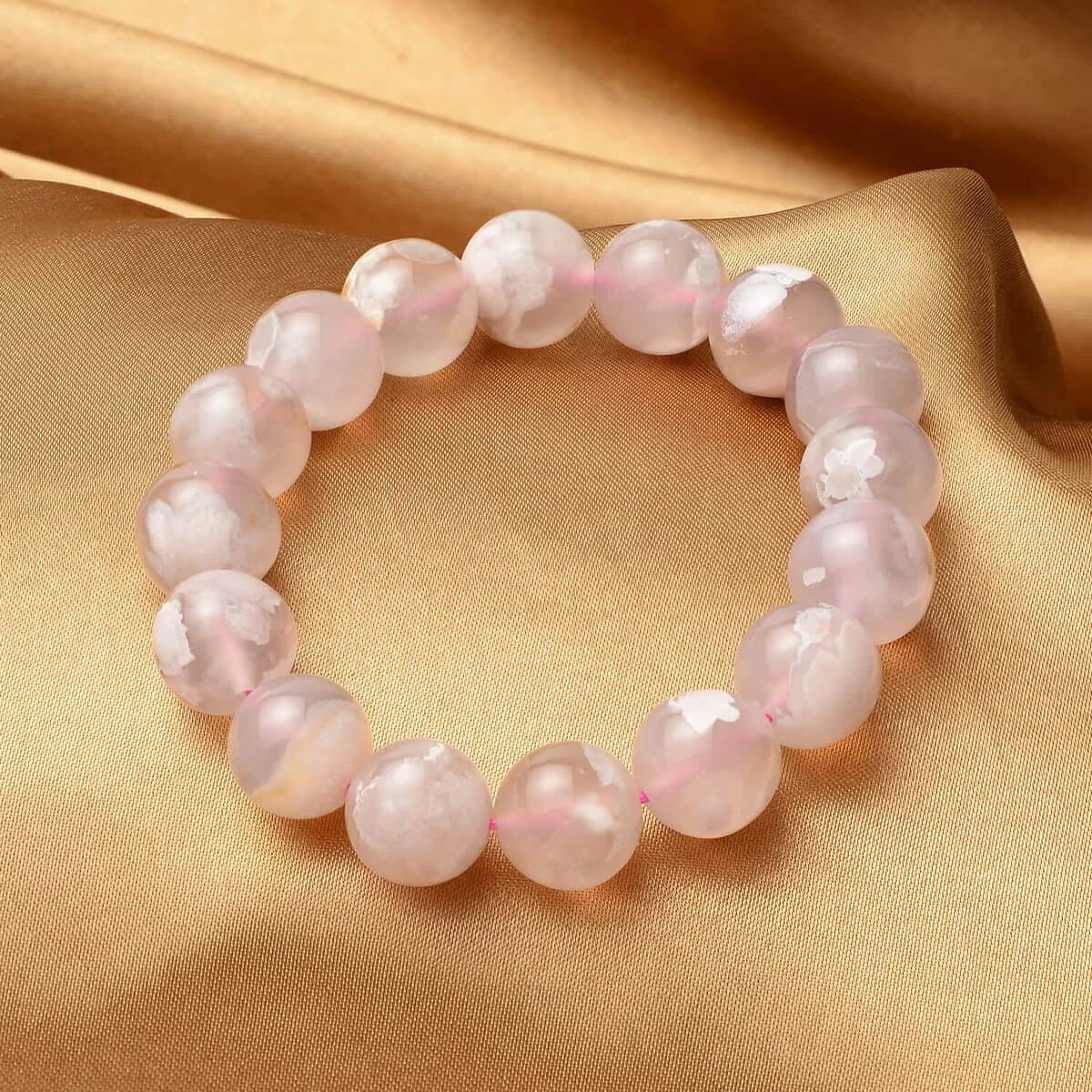 Cherry Blossom Agate Beaded Bracelet, Adjustable Beads Bracelet, Agate Bead Jewelry 214.00 Ctw 4 Cherry Blossom Agate Beaded Bracelet, Adjustable Beads Bracelet, Agate Bead Jewelry 214.00 Ctw - Image 2