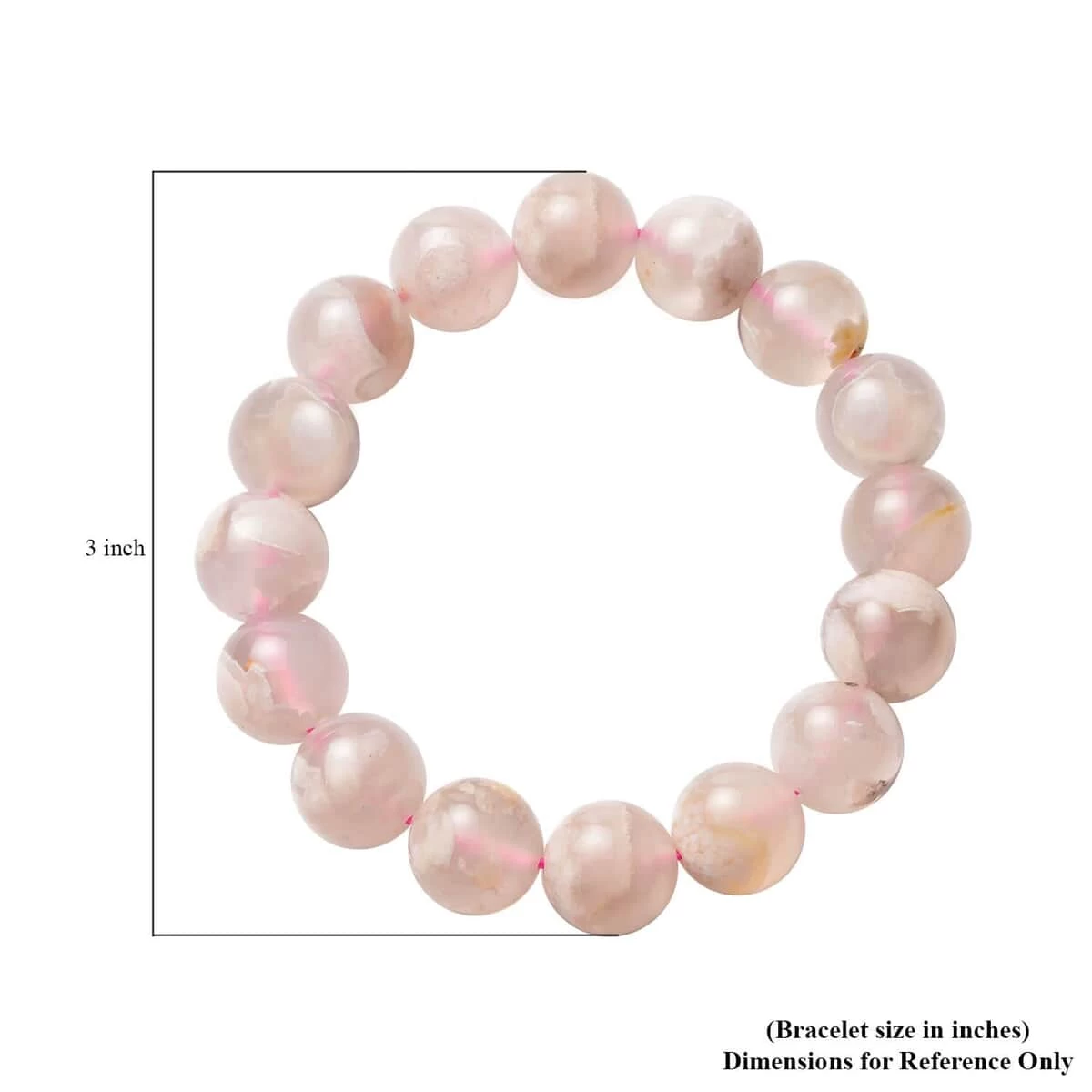 Cherry Blossom Agate Beaded Bracelet, Adjustable Beads Bracelet, Agate Bead Jewelry 214.00 Ctw 5 Cherry Blossom Agate Beaded Bracelet, Adjustable Beads Bracelet, Agate Bead Jewelry 214.00 Ctw - Image 3
