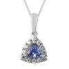 Tanzanite And Natural White Zircon Pendant Necklace 20 Inches In Platinum Over Sterling Silver 1.35 Ctw